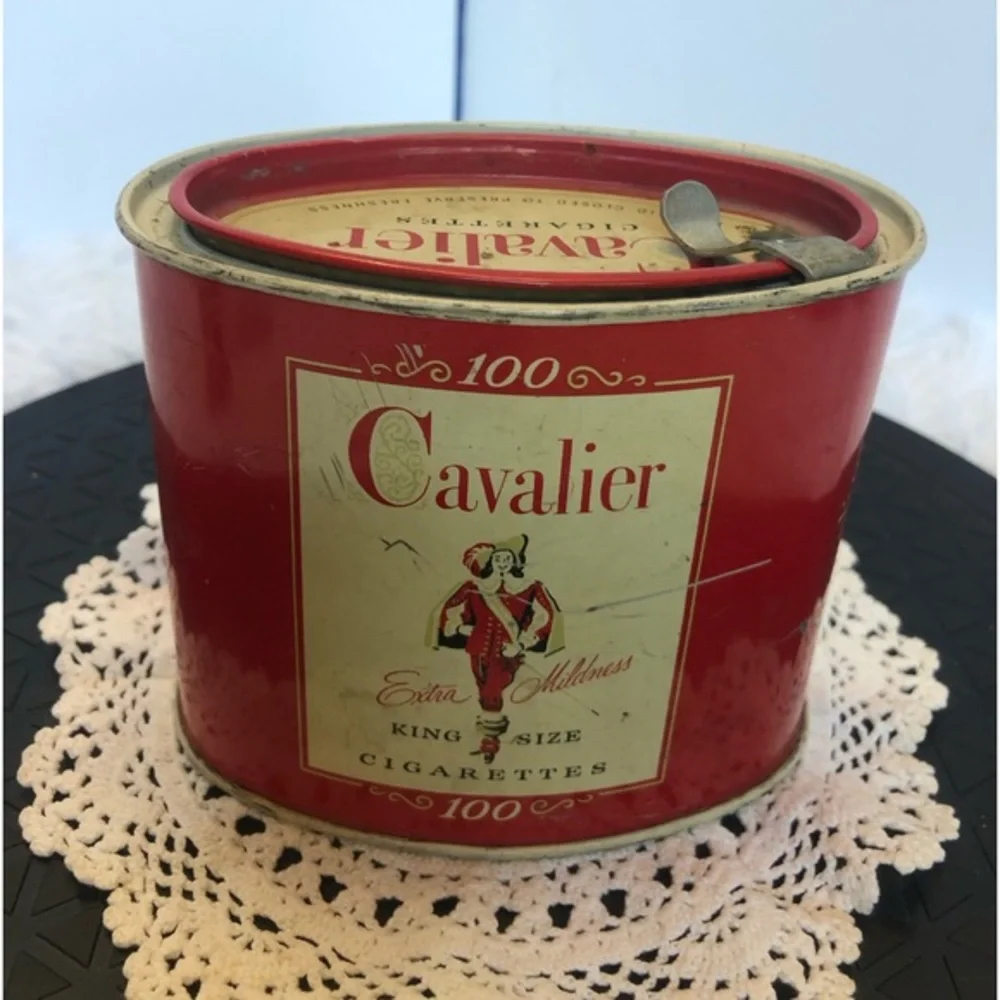 Cavalier King Size Cigarette Tin With Cigarette Tax Stamps